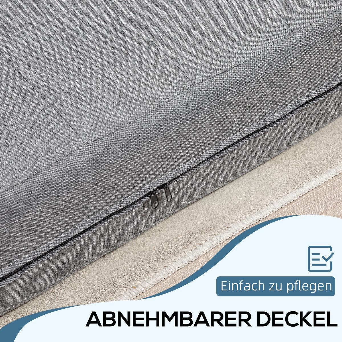 BODENSOFA 2-in-1 Klappbar Schlafsofa mit Leinenoptik für Wohnzimmer Grau - Grau, Textil (80/50/138cm) - HOMCOM