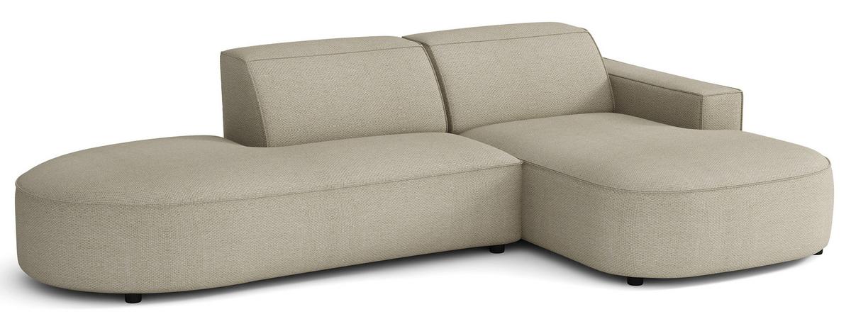 ECKSOFA Sallmo L-Form, 3-Sitzer, rechts 276 cm - Taupe/Schwarz, Kunststoff/Textil (276/166cm) - Selsey