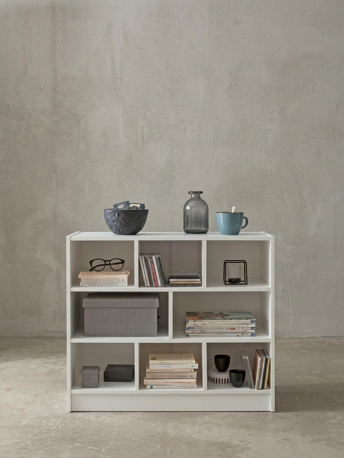 BÜCHERREGAL – Holz, melaminbeschichtet, mit Stauraum, modern - Weiß, Holz (80/69/30cm) - KADIMA DESIGN