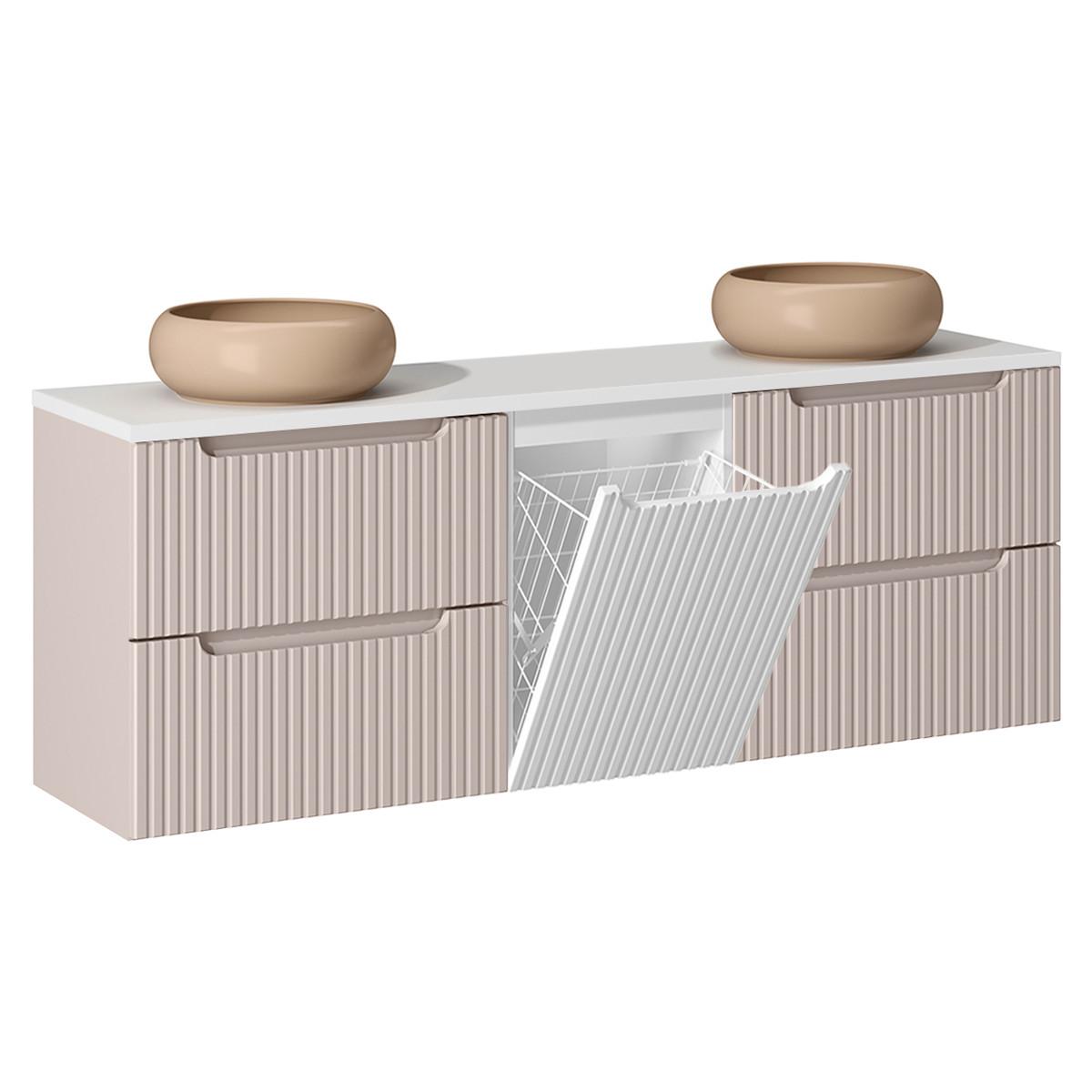 DOPPELWASCHTISCH 160.4cm Riva Kaschmir - Beige, Holzwerkstoff (160.4/59/40cm) - Petits-meubles