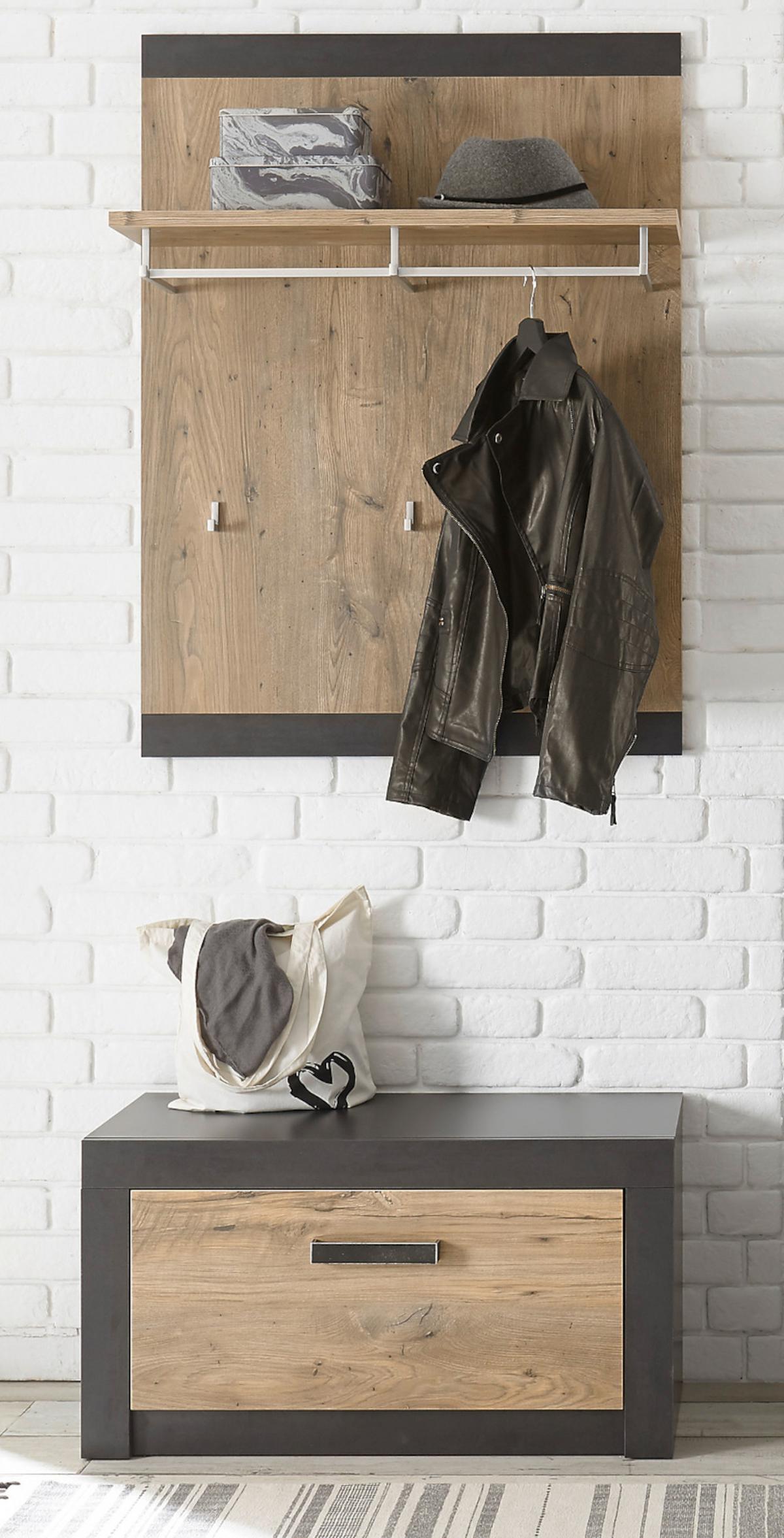GARDEROBEN-SITZBANK Kastanie und grau Fresco, Garderobenbank Schuhschrank, 80 x 43 cm - Kastanienfarben/Dunkelgrau, Holzwerkstoff/Kunststoff (80/43/42cm) - Furn.Design