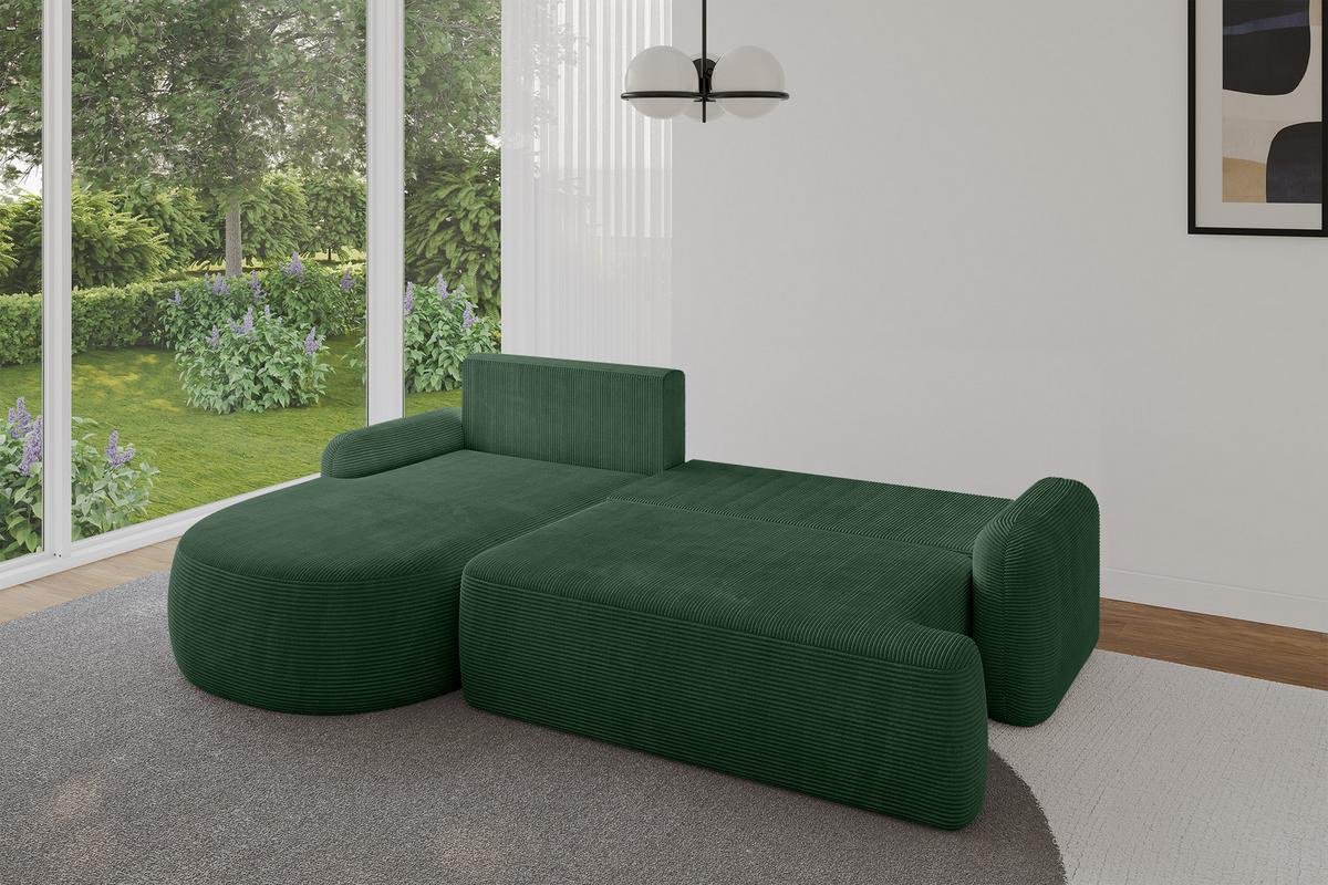 ECKSOFA mit Schlaffunktion und Bettkasten LIRA-L - 264x172x89 Grün - Grün, Holzwerkstoff/Textil (264/172cm) - ALTDECOR