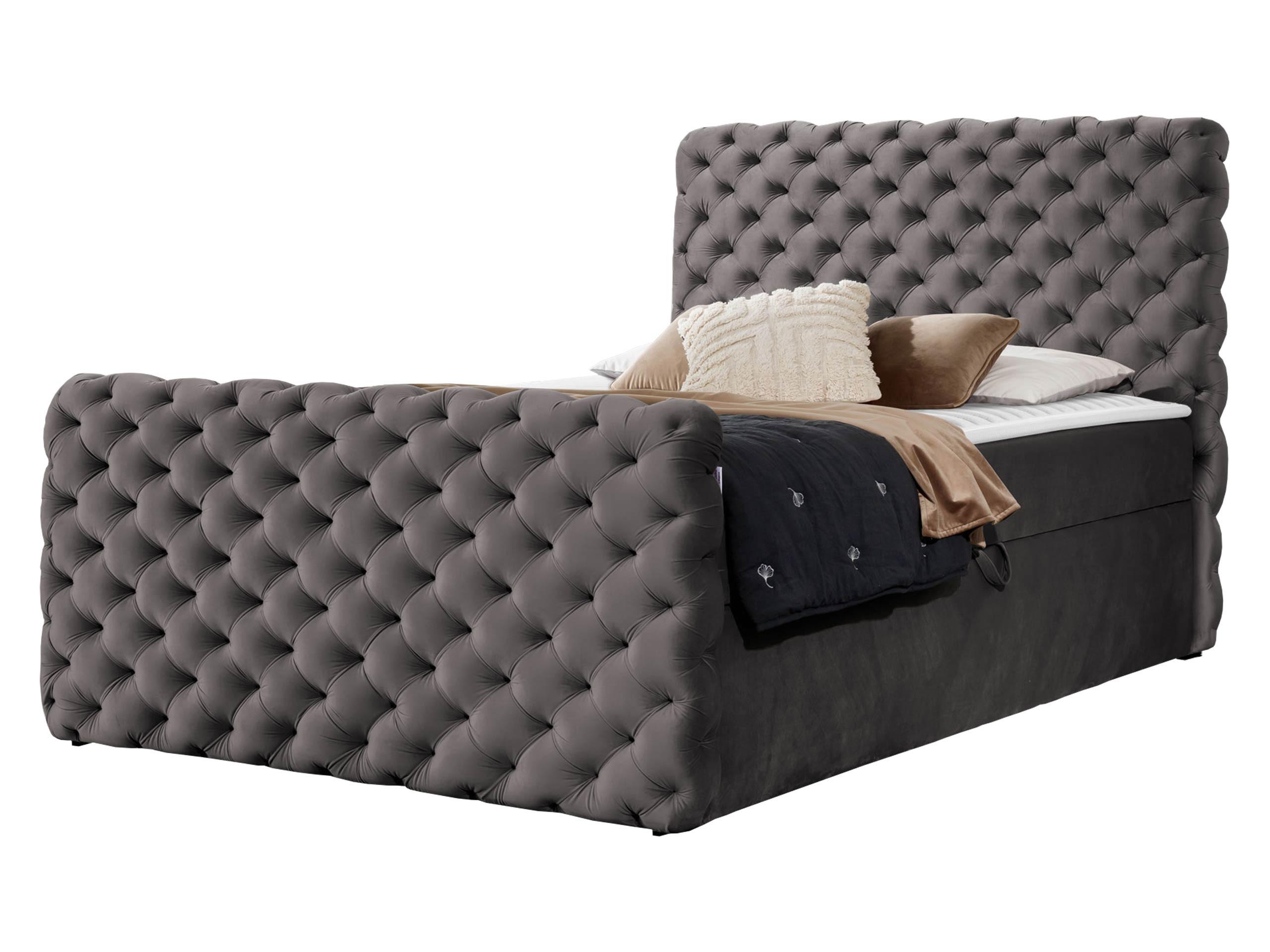BOXBETT Chesterfield Lux - H3 - Braun, Holz (160/200cm) - MIRJAN24