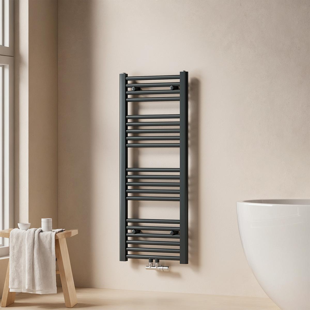 HEIZKÖRPER wasserführender Handtuchheizkörper Anthrazit 100/40/3 cm - Anthrazit, Metall (40/100/3cm) - EMKE