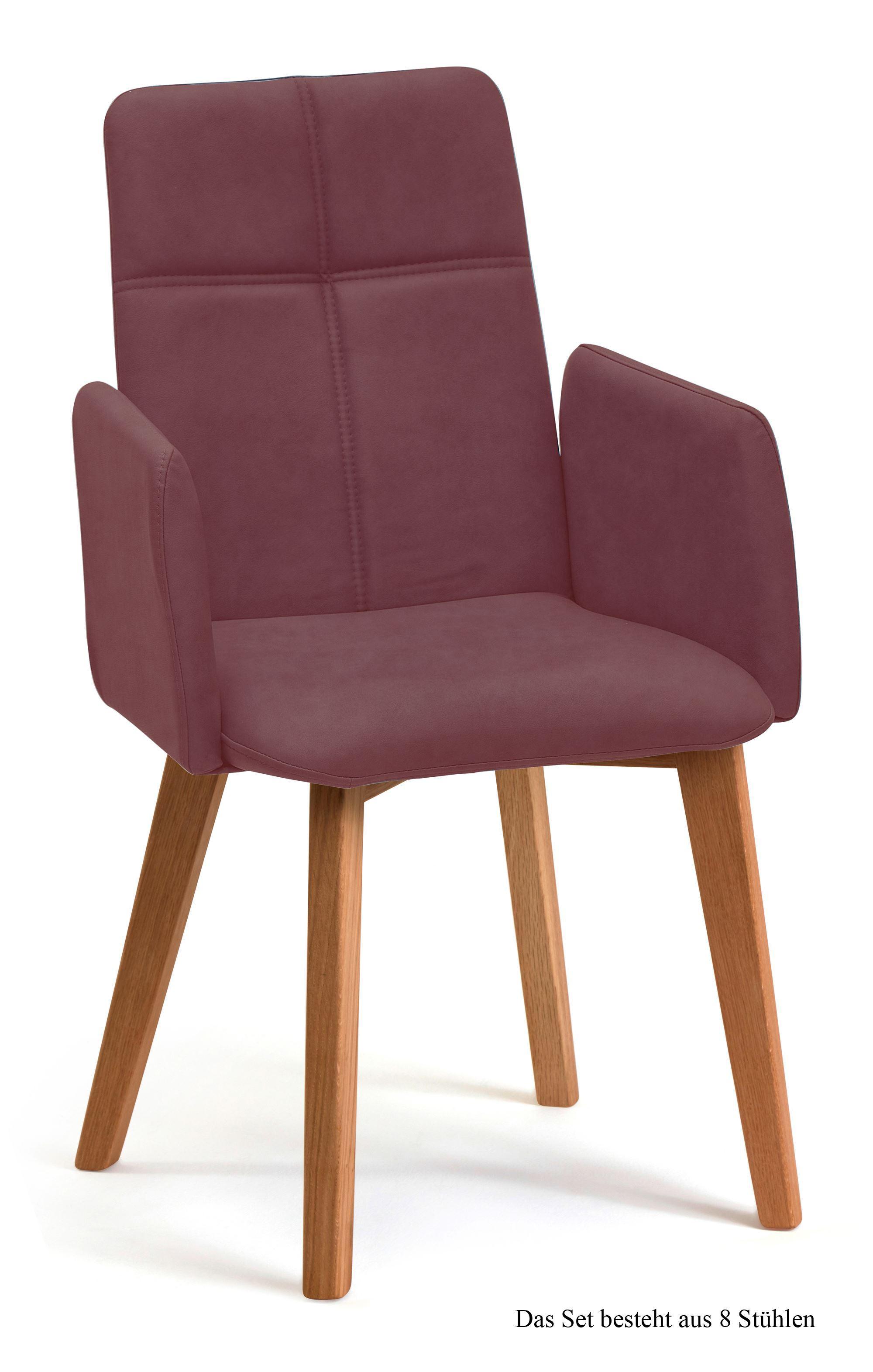 ARMLEHNSTUHL (8er-Set) Dardana 52x92x60 Eiche geölt/Marsala - Eichefarben/Brombeere, Kunststoff (60/92/52cm) - 58aufmkessel