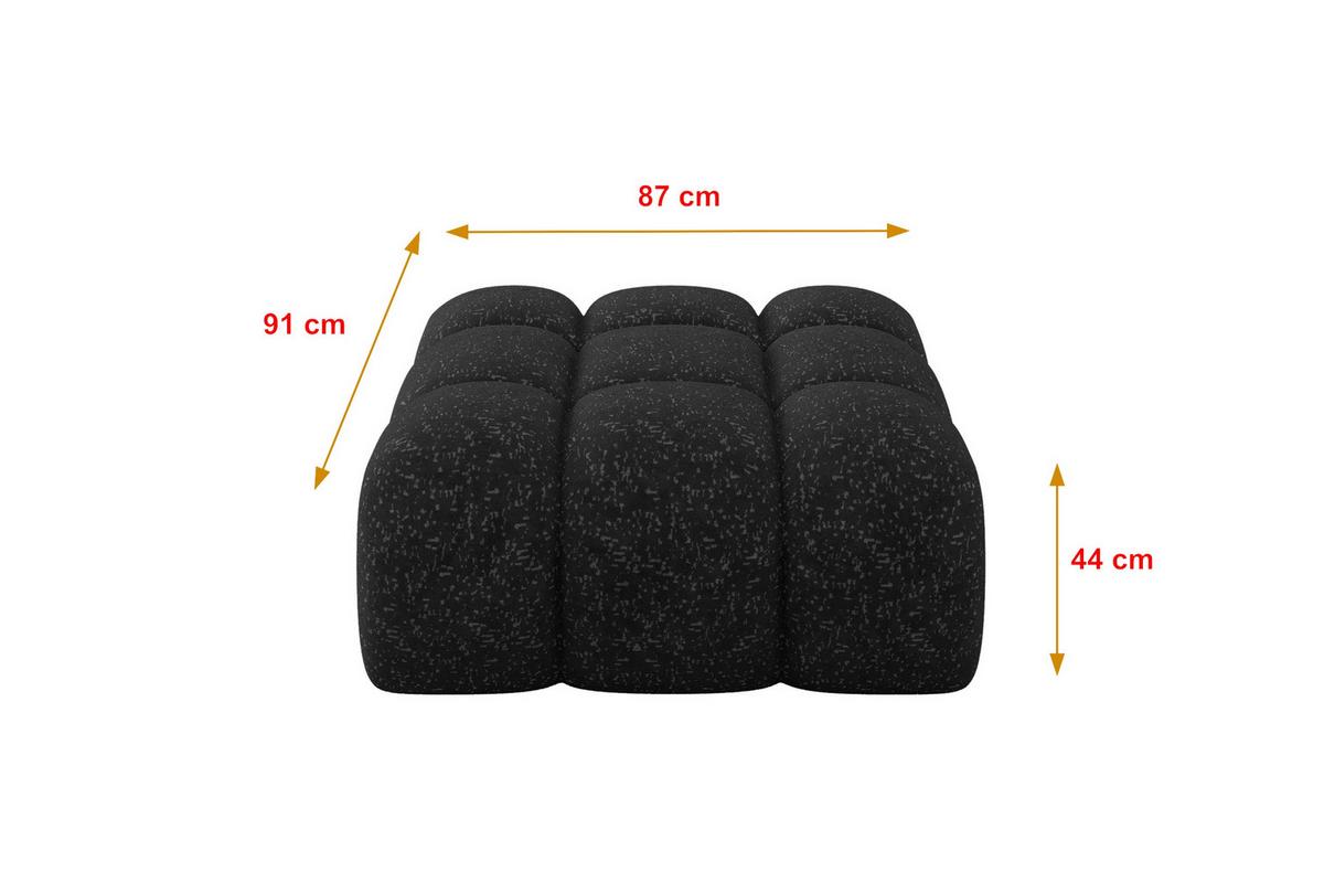 POUF OLEA-PUF 91x87x44 cm Schwarz Velours Modular Sitzhocker - Schwarz, Holzwerkstoff/Kunststoff (91/44/87cm) - ALTDECOR