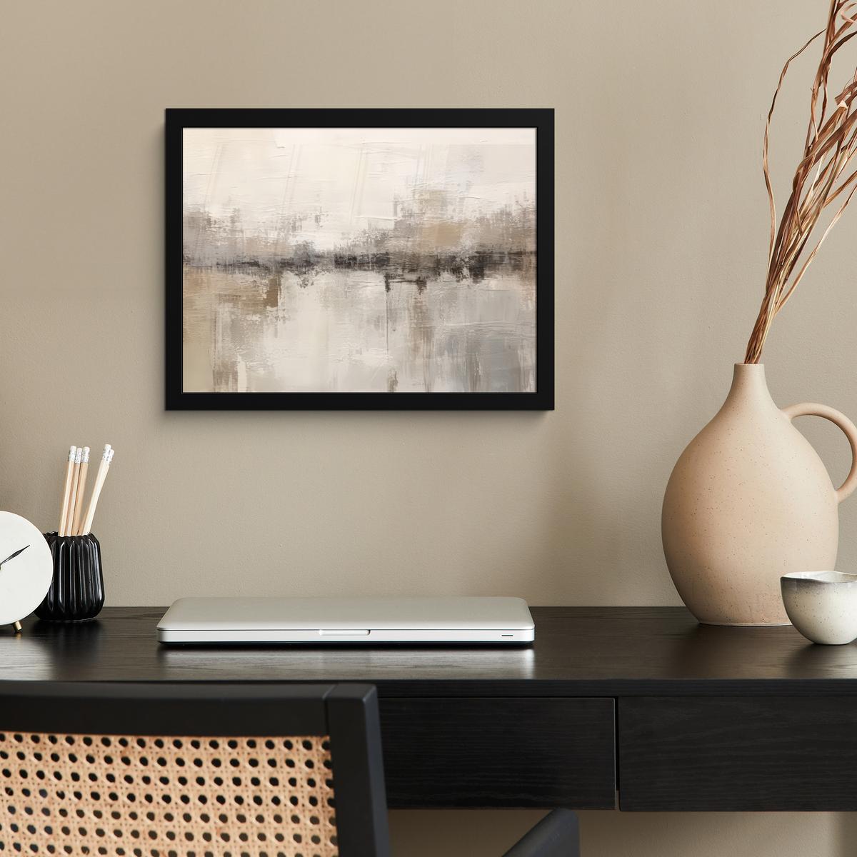 POSTER MIT RAHMENGERAHMTES BILD Moderne Kunst - Abstrakt - Beige 40x30 cm - Beige, Papier (40/30cm) - MuchoWow