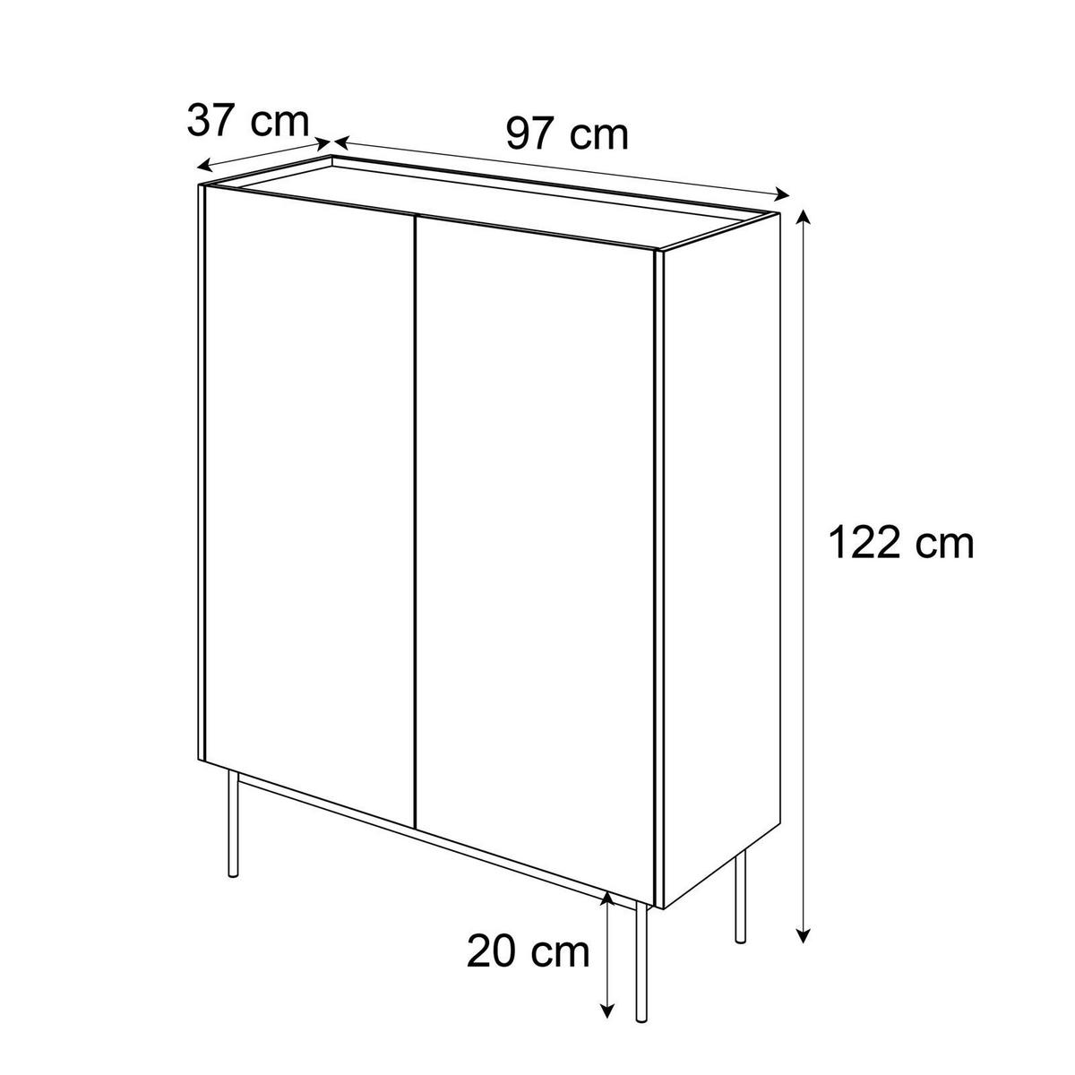 HOCHKOMMODE ESSENCE 2D KD97 Kaschmir / Eiche Linea - Kaschmir/Eichefarben, Holzwerkstoff (97/122/37cm) - Lookway