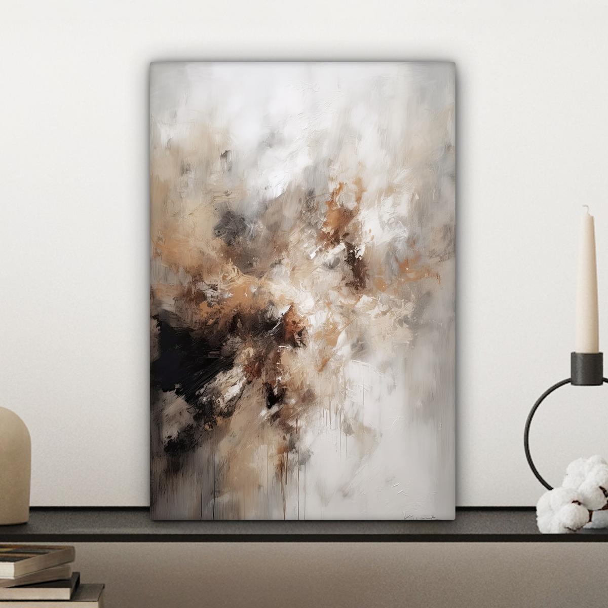 LEINWANDBILD Farbe - Abstrakt - Beige - Kunst Deko Wohnzimmer 20x30 cm - Greige, Textil (20/30cm) - MuchoWow