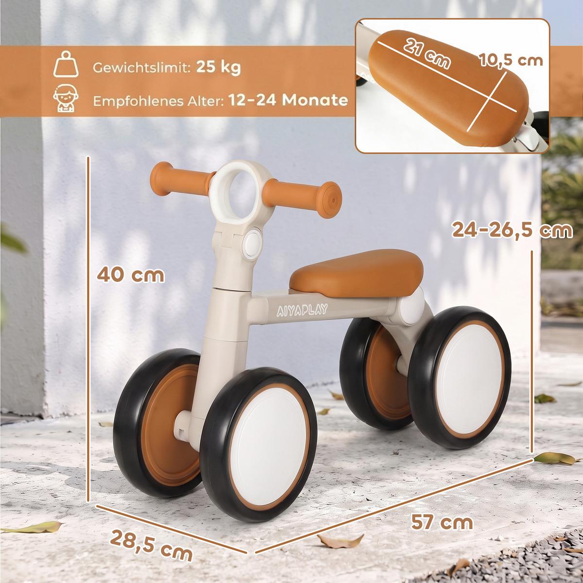 KINDERLAUFRAD Aluminiumlegierung EVA Cremeweiß - Creme, Metall (57/28.5/40cm) - AIYAPLAY
