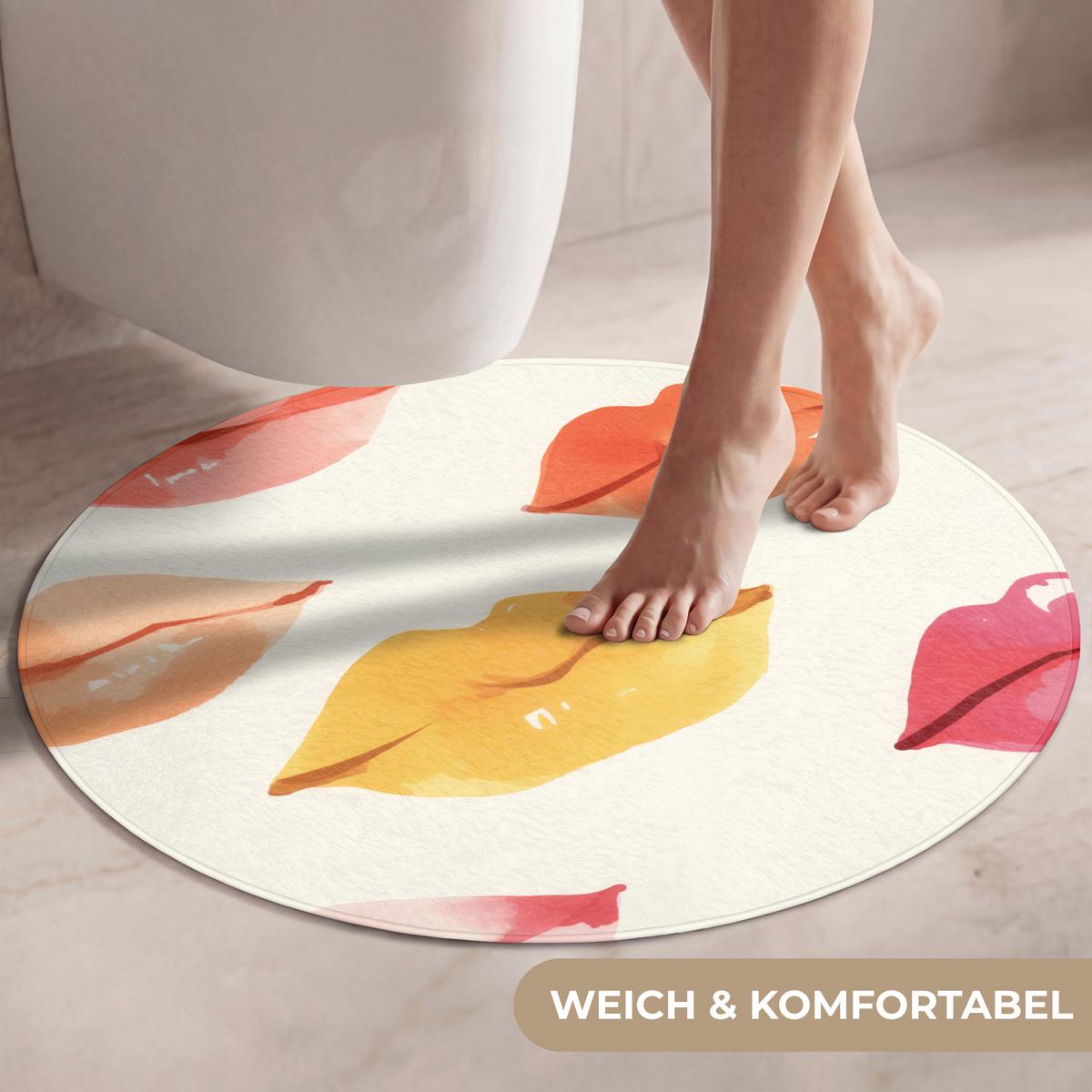 WC-VORLEGER Lippen - Bunt - Glänzend Toilettenteppich 70x70 cm - Rosa, Textil (70/1cm) - OnlyWow