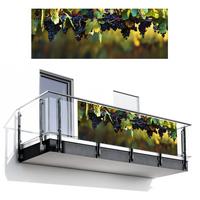 BALKON-SICHTSCHUTZ Trauben - Wein - Natur - Grün Balkon Deko 300x110 cm - Weinrot, Kunststoff (300/110cm) - MuchoWow