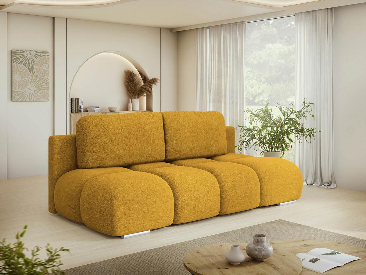 SCHLAFSOFA Honey Mini - Currygelb/Schwarz, Holz/Kunststoff (195/104/90cm) - MIRJAN24