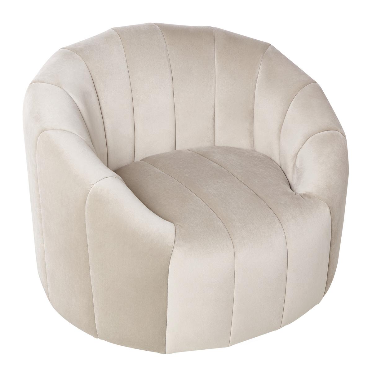 SOFA-SET 6-Sitzer Samtstoff Beige Malung - Beige, Textil (202/68/79cm) - Beliani