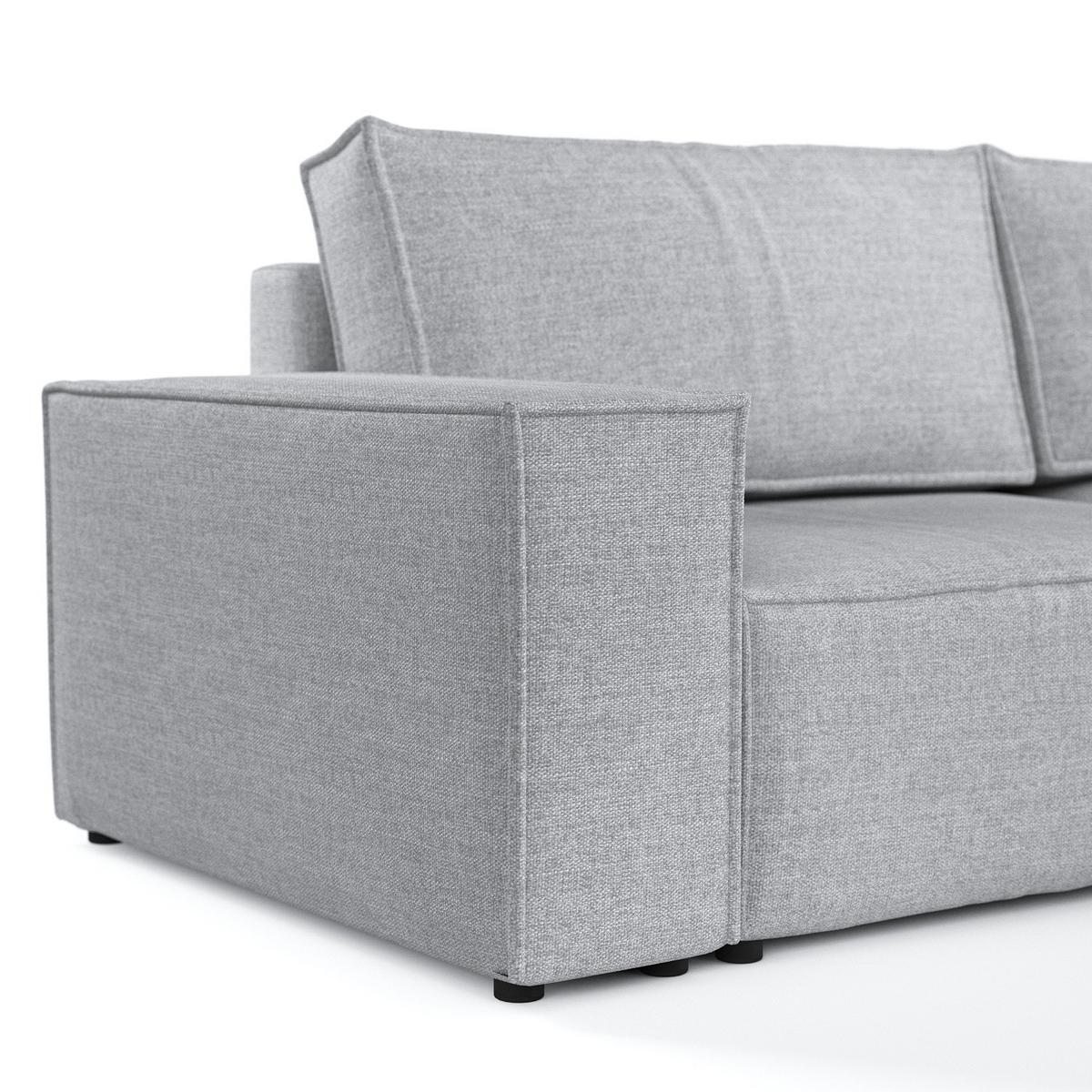ECKSOFA CAVO mit Schlaffunktion Hellbeige im City Stoff - Hellgrau/Schwarz, Holz/Holzwerkstoff (255/148cm) - AltaBeds