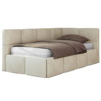 JUGENDBETT ARVO 90/200 - Beige Velvet - ohne Matratze - Rechts Seite - Beige, Textil (200/90cm) - MKS
