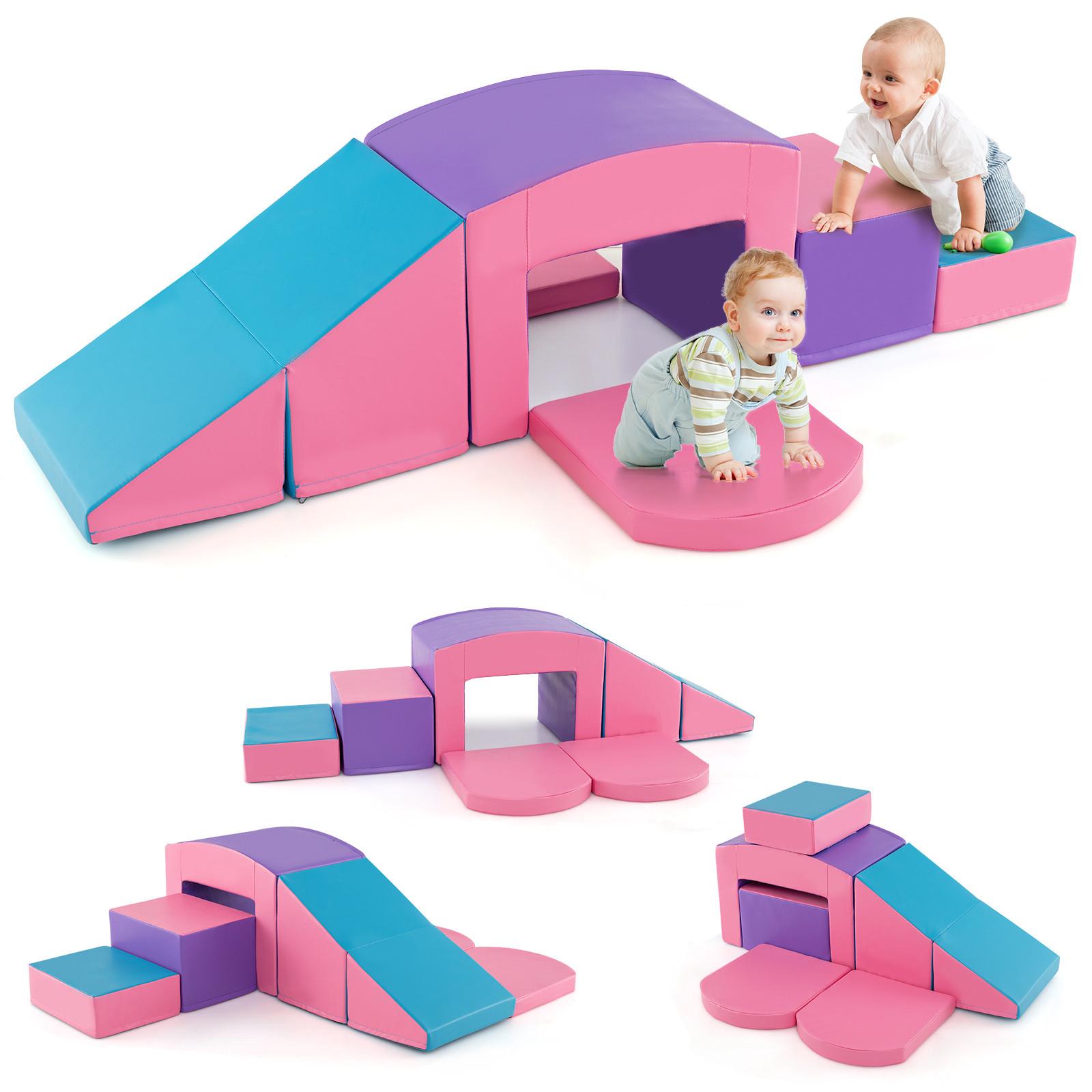 SCHAUMSTOFFBLOCK Lila (7-teilig) - Lila, Leder (40/25/30cm) - COSTWAY