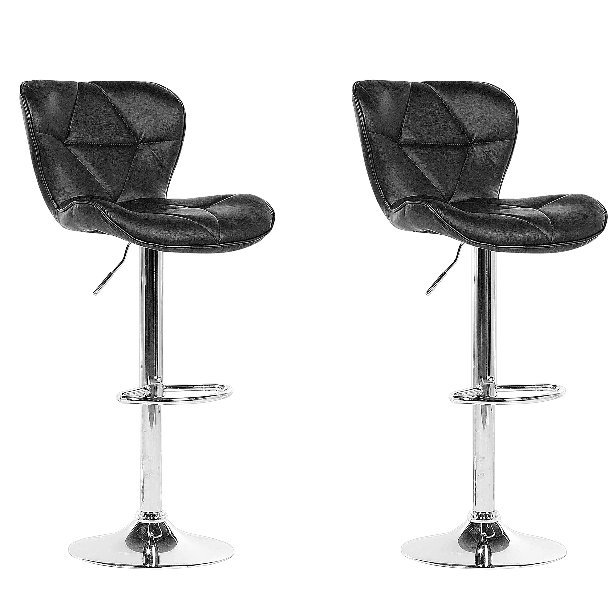 BARHOCKER 2er-Set Kunstleder Schwarz Valetta - Schwarz, Textil/Metall (39/109/48cm) - Beliani