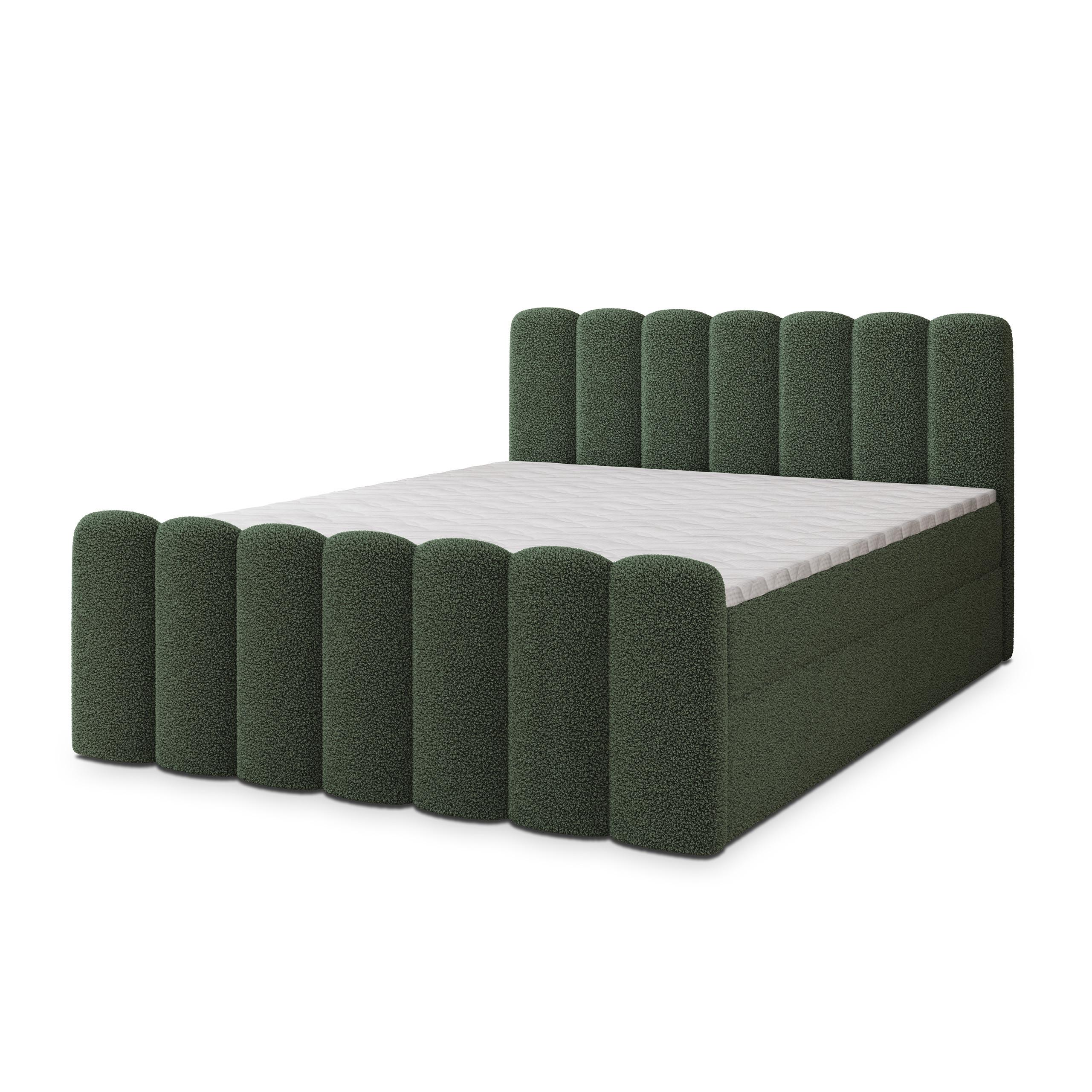 BOXBETT CELLA 140x200 cm mit Matratze und Topper - Grün - Grün, Holz (140/200cm) - MASSENO