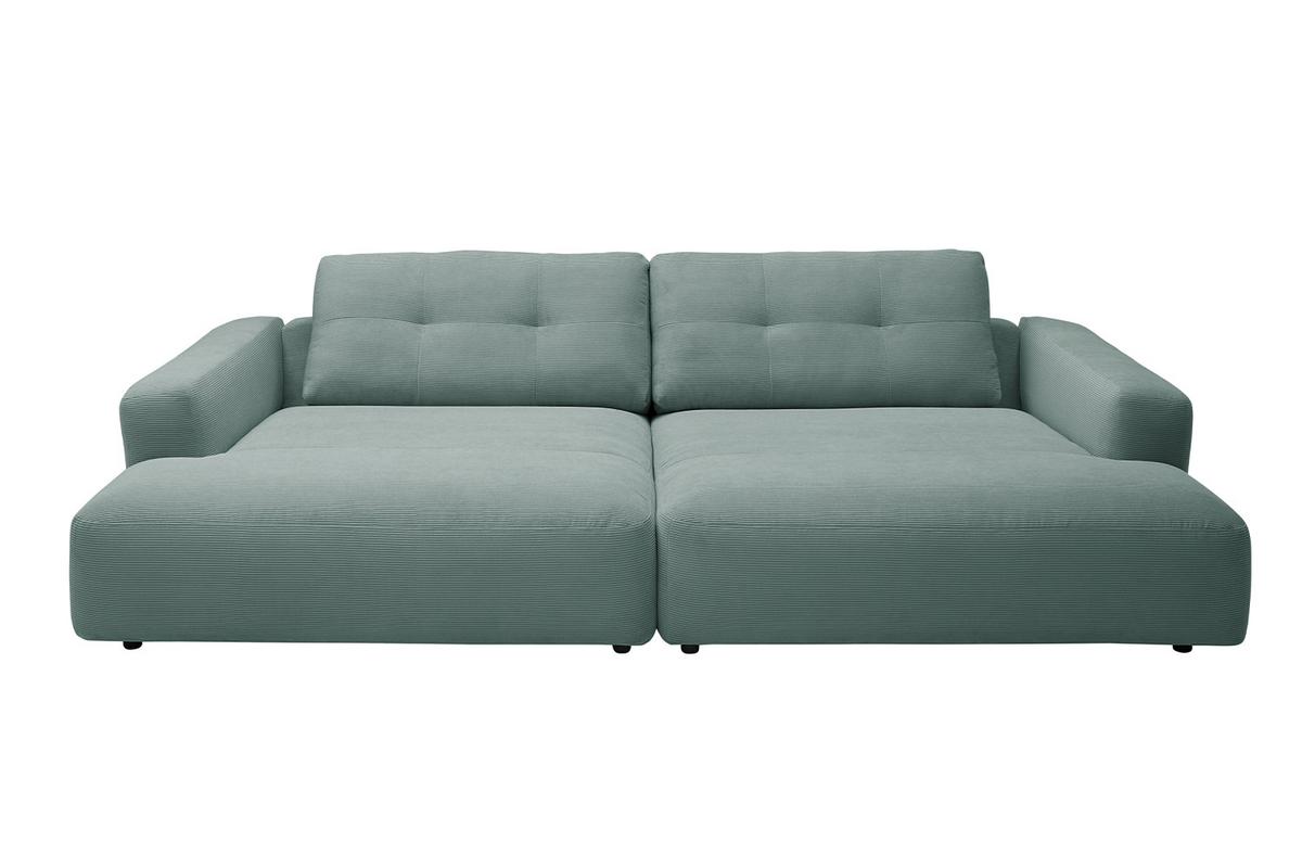 BIG SOFA MIKA Grün Cord - Türkis/Schwarz, Kunststoff/Textil (300/86/167cm) - KAWOLA