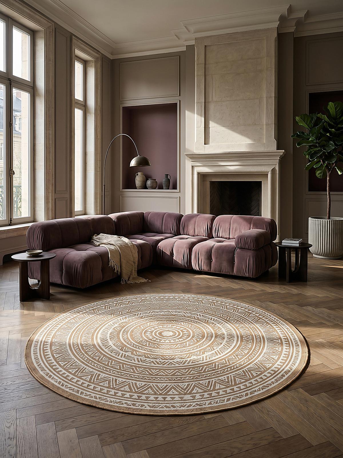RUNDTEPPICH Orientalisch BORNO Polypropylen Natur 120 x 120 cm - Beige, Textil (120/120cm) - KADIMA DESIGN