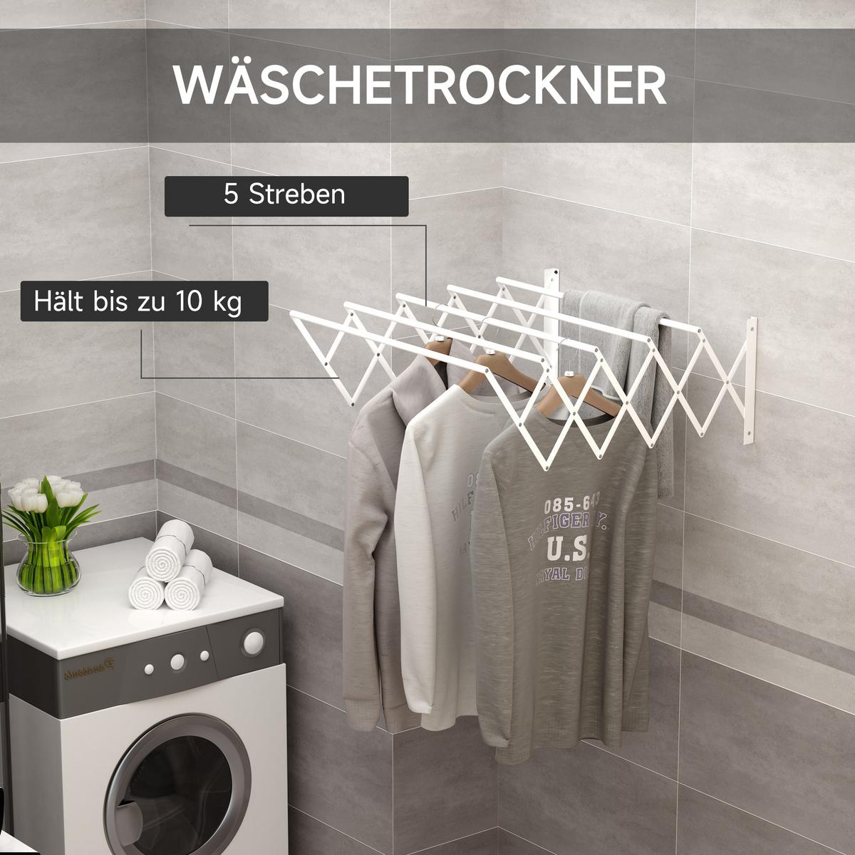 WÄSCHESTÄNDER Eisen Weiß - Weiß, Metall (60/20/63.5cm) - HOMCOM
