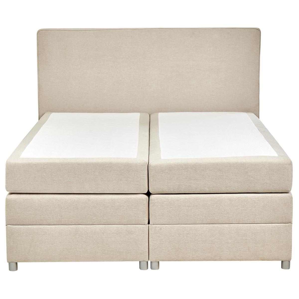 BOXSPRINGBETT 160/200cm Helles Beige Minister - Beige, Textil (160/200cm) - Beliani