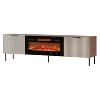TV-LOWBOARD Almera 06 mit Kamin - Kaschmir/Nussbaumfarben, Holzwerkstoff/Metall (181/53/42cm) - MIRJAN24