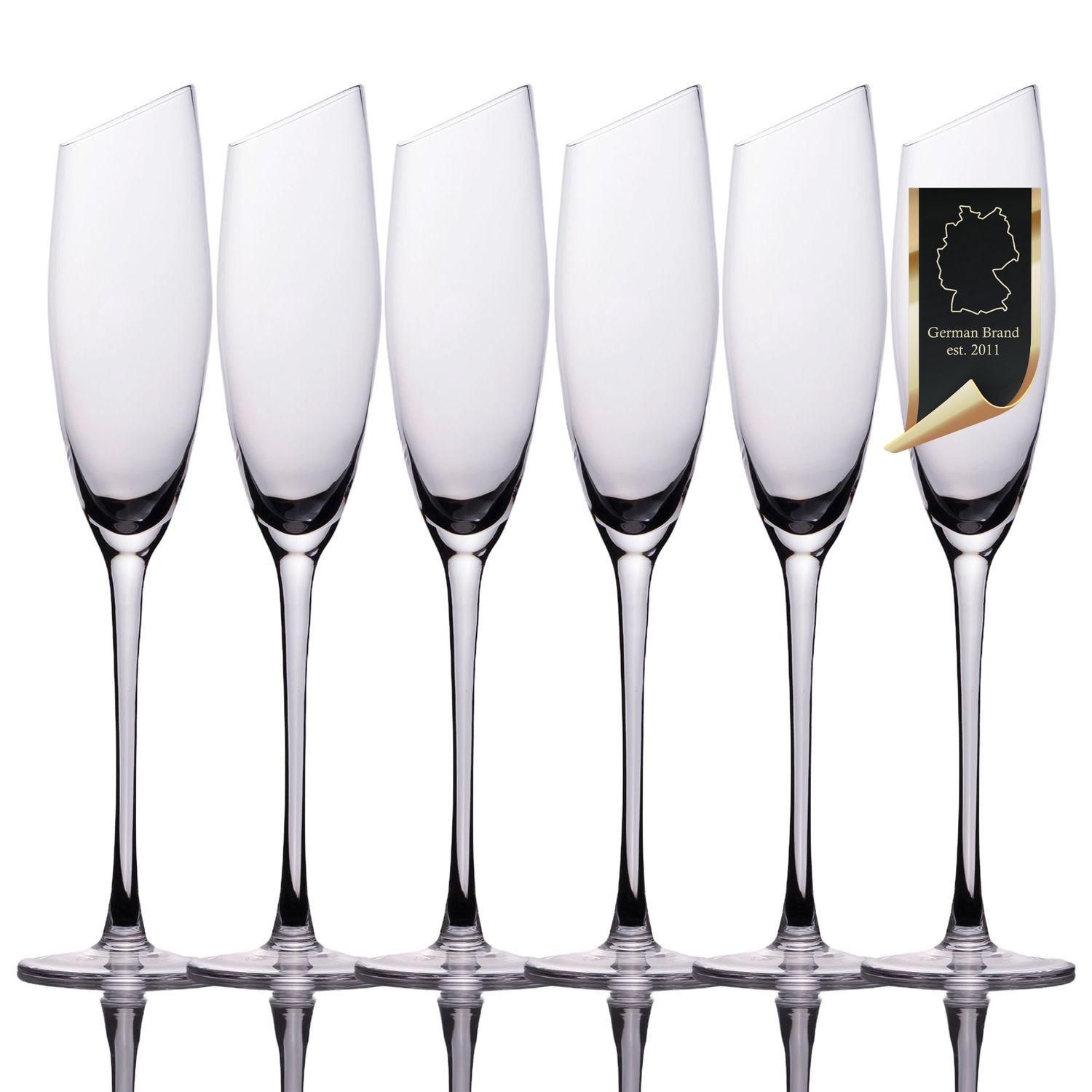 CHAMPAGNER/SEKT Glas mit moderner Kante 150 ml (6er-Set) - Transparent, Glas (0.15L) - Intirilife