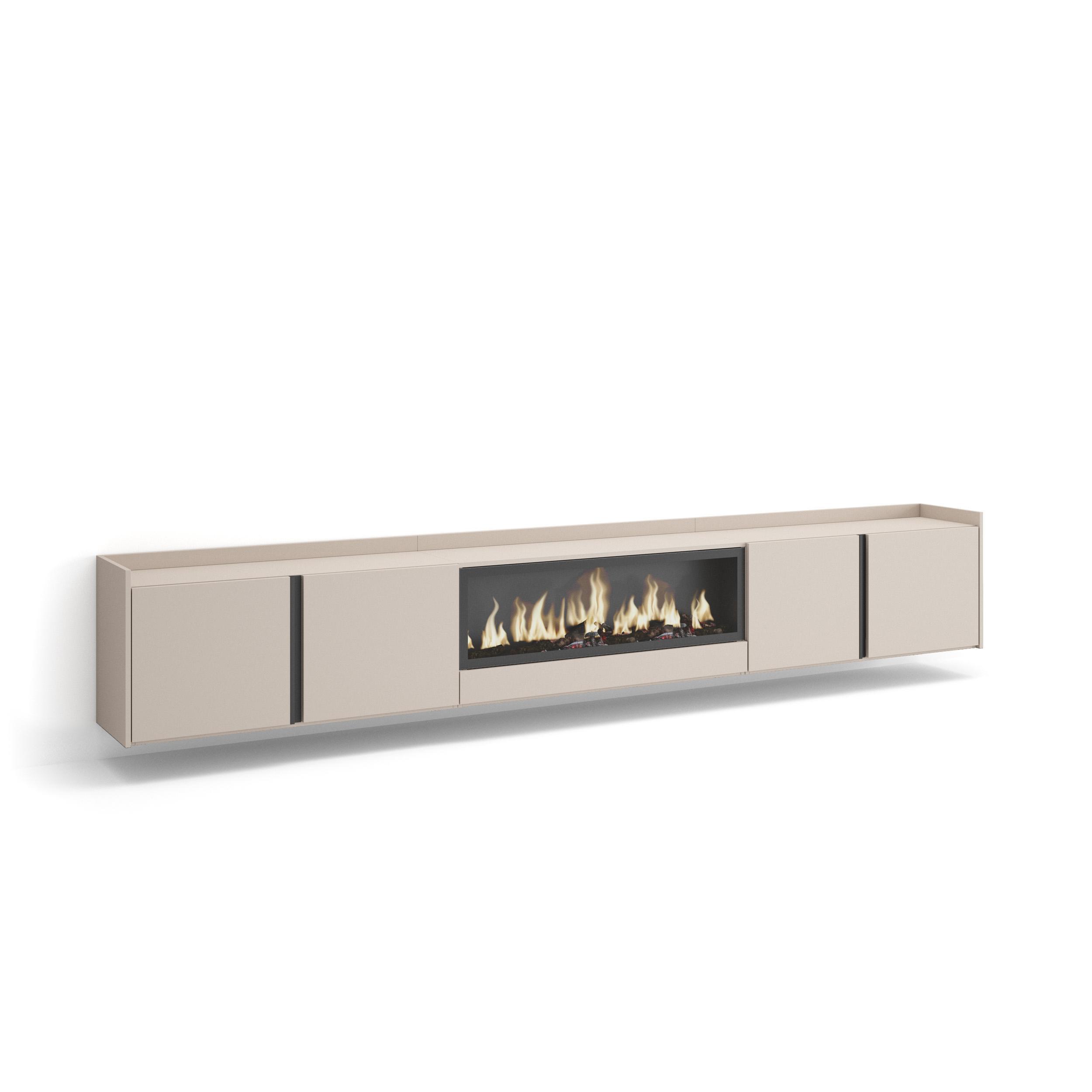 LOWBOARD, Beige, 315/35/50cm, Kamin mit Feuereffekt XXL - Beige, Holzwerkstoff (315/50/35cm) - Skraut Home