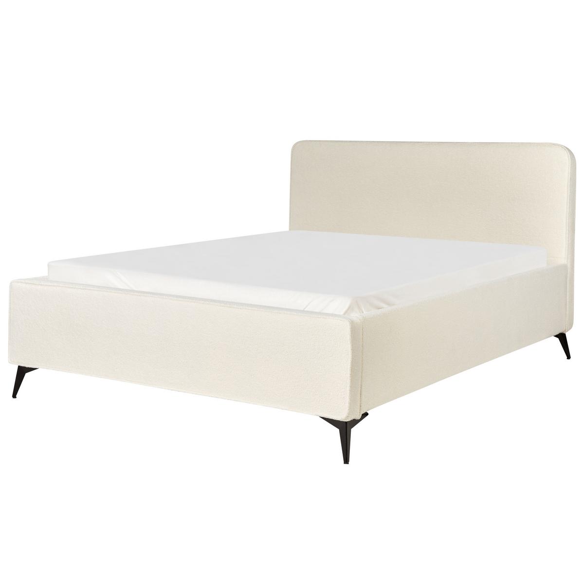 POLSTERBETT mit Lattenrost 160x200 cm Cremeweiß Valognes - Creme, Textil (160/200cm) - Beliani