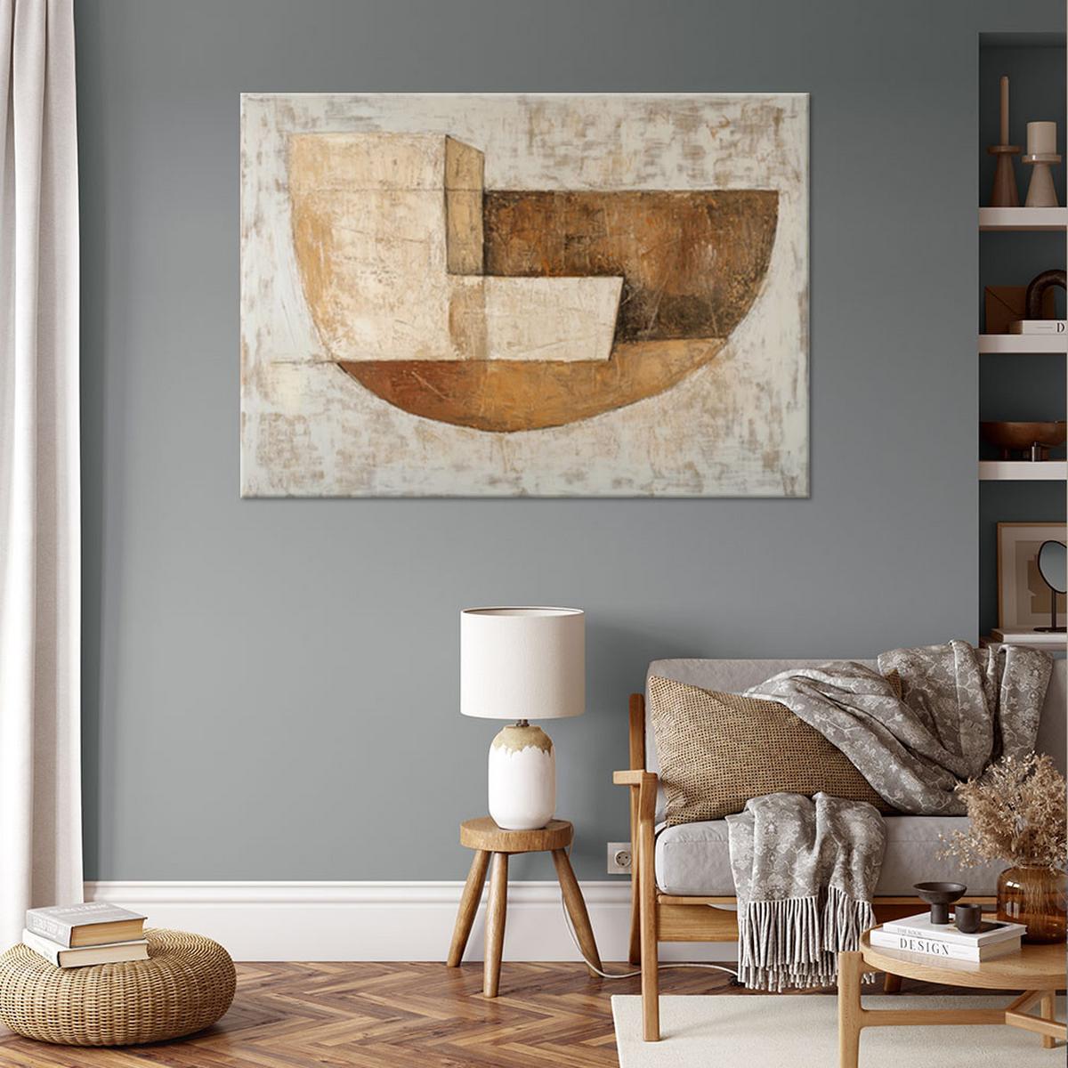 LEINWANDBILD Beige abstrakte Loft Form 120x80cm - Beige, Textil (120/80cm) - Feeby
