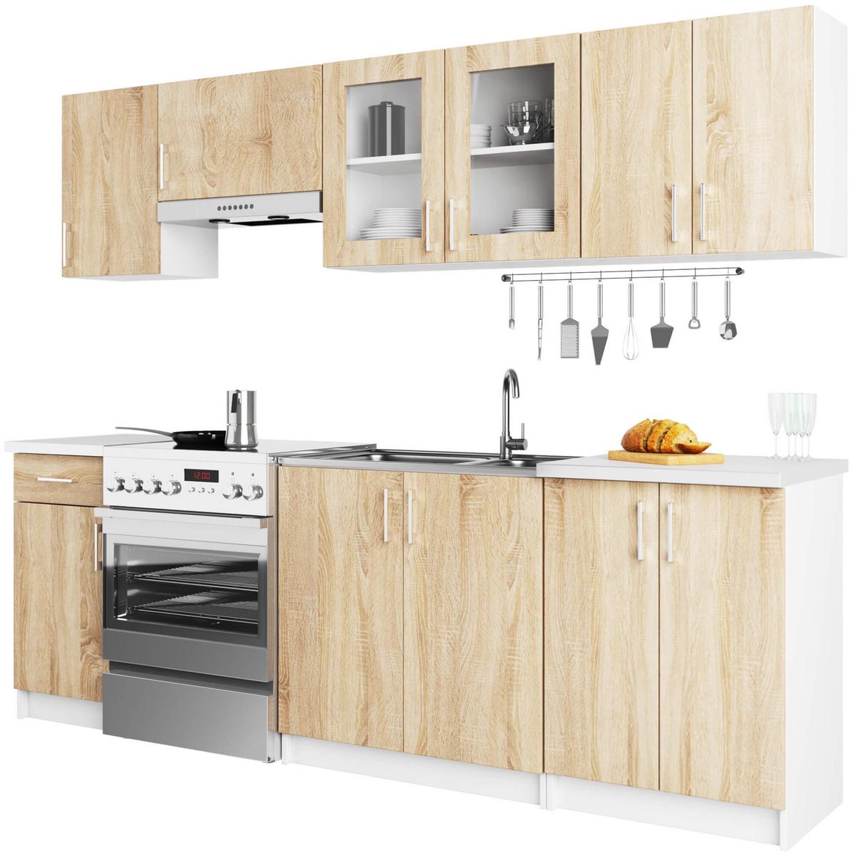 KÜCHENLEERBLOCK Weiß, Eiche Sonoma 203/240/44,5 - Weiß, Holzwerkstoff (240/203/44.5cm) - RAUMHIRSCH FURNITURE