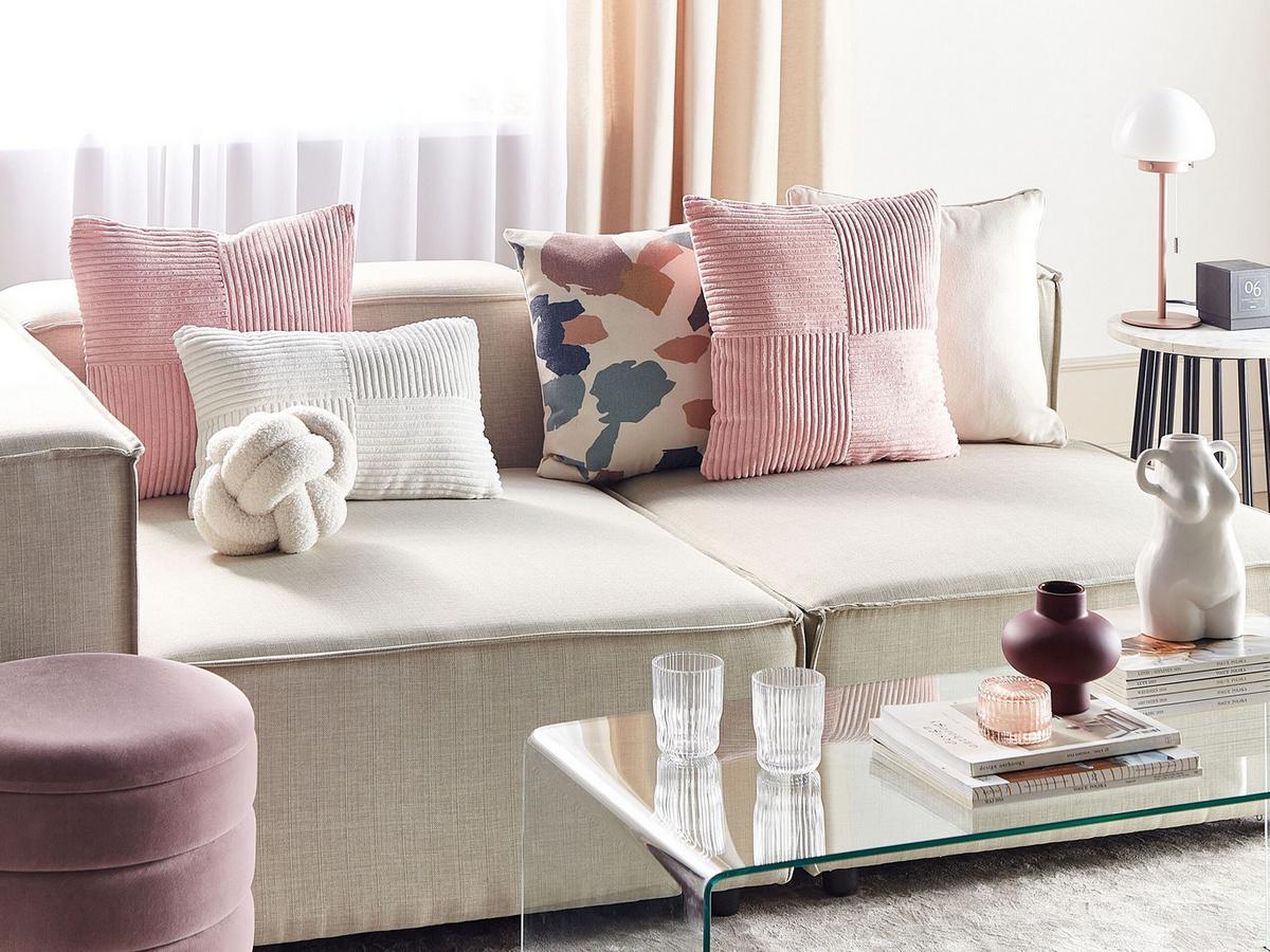 DEKOKISSEN CORD 2er-Set Rosa 43/43 cm Millet - Pink, Textil (43/43cm) - Beliani
