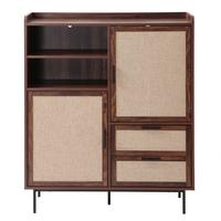 HIGHBOARD 2 Türen 2 Schubladen aus Textil und Walnuss-Dekor 120/40/80 cm - Nussbaumfarben, Holzwerkstoff (39.5/120/47cm) - Calicosy