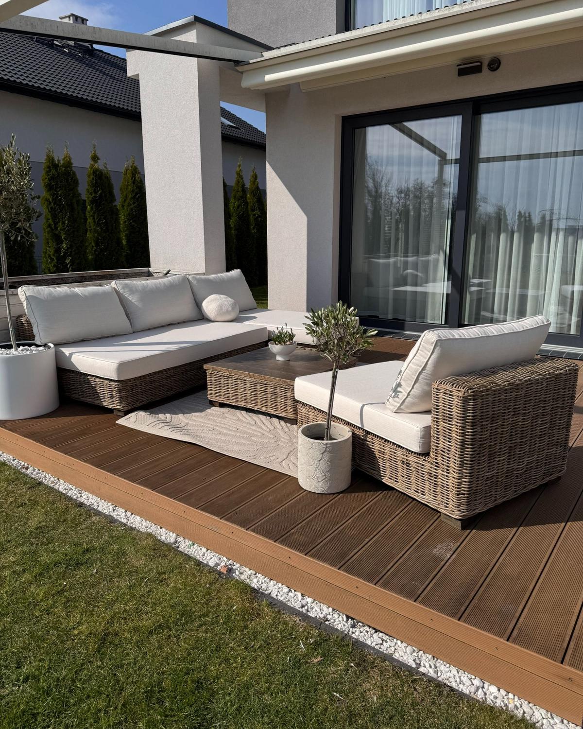 LOUNGE-SET 4-Sitzer Weiß Varallo - Weiß/Grau, Naturmaterialen - Beliani