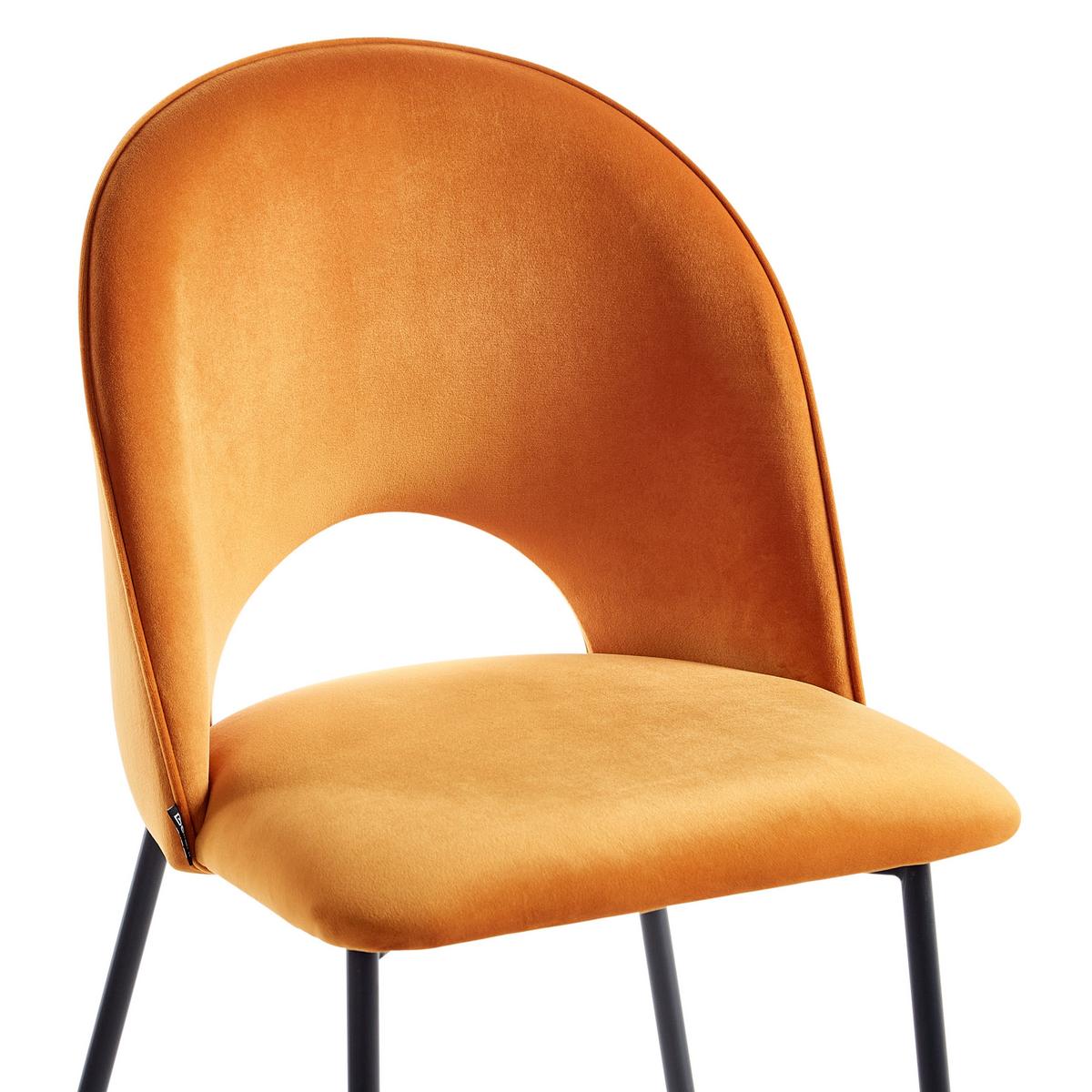 ESSZIMMERSTUHL 2er-Set Samtstoff Orange Covelo - Orange, Textil/Metall (46/84/45cm) - Beliani