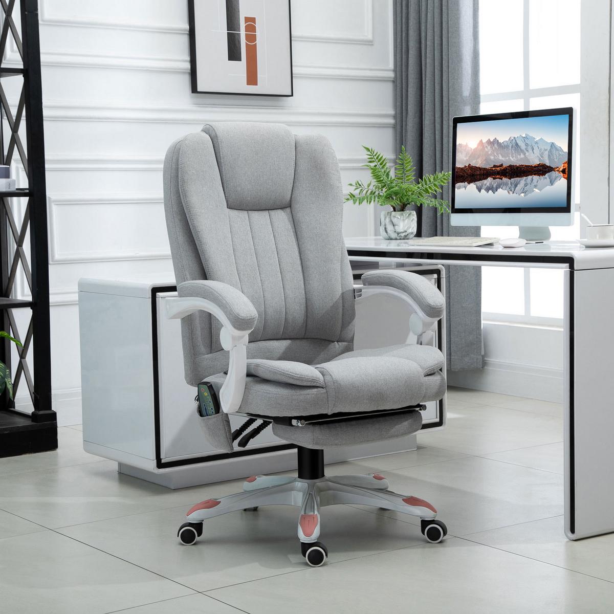 MASSAGE Bürostuhl, Schaumstoff, Grau - Grau, Kunststoff (63/107/66cm) - Vinsetto