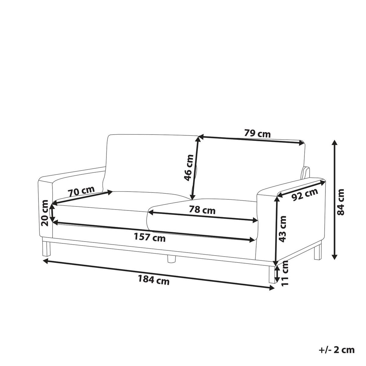 3-SITZER-SOFA grau/hellbraun Siggard - Hellbraun/Grau, Textil (217/84/92cm) - Beliani
