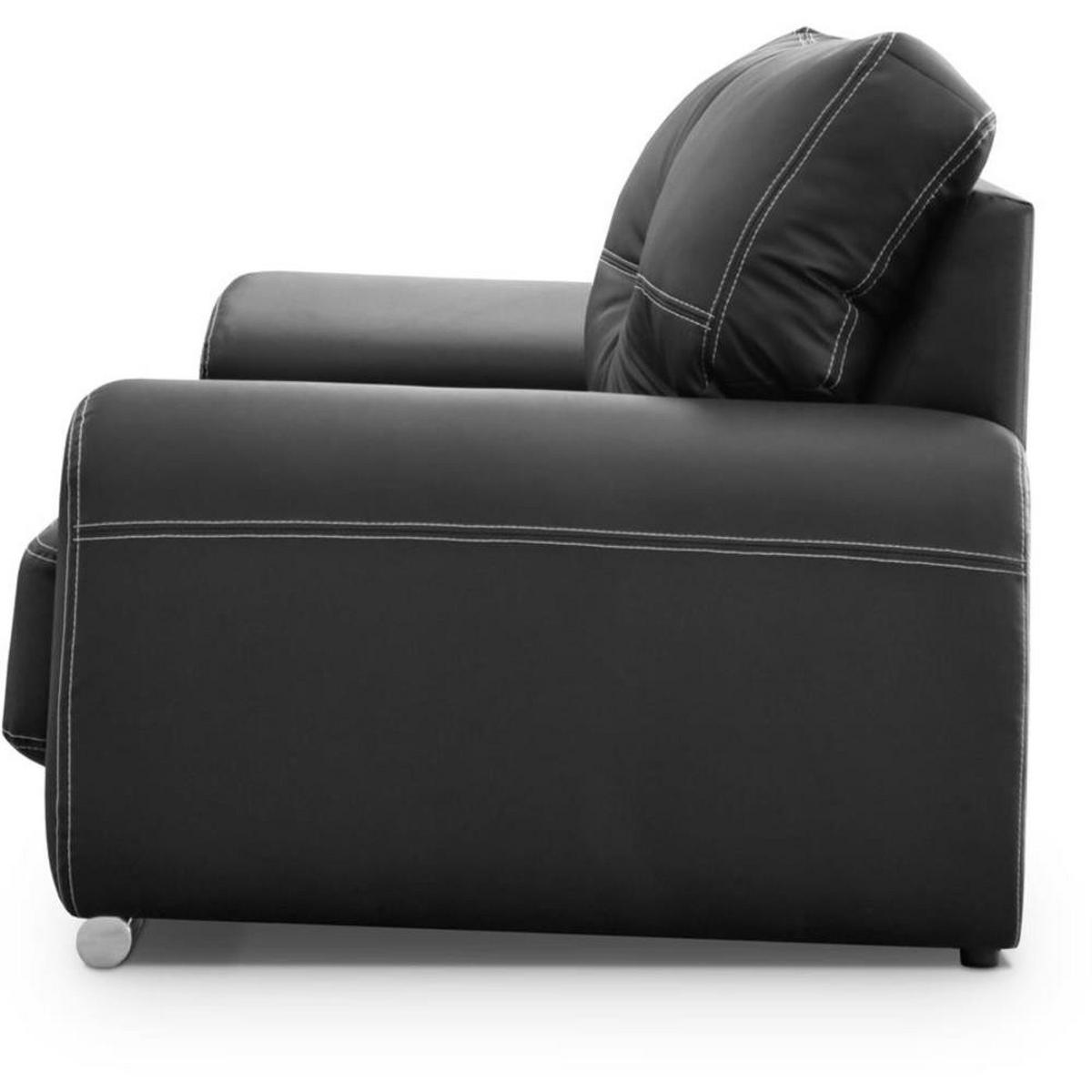 SOFA 3-SITZER Omega schwarz - Chromfarben/Schwarz, Leder/Metall (225/88/98cm) - Beautysofa