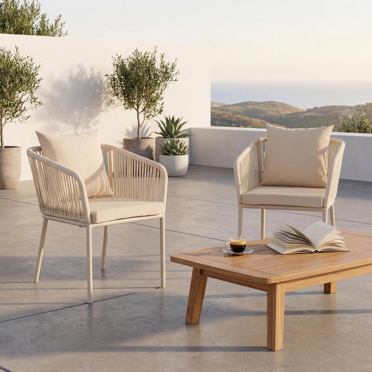 GARTENSTUHL Cremeweiß - Creme, Textil (55/75/55cm) - MCW