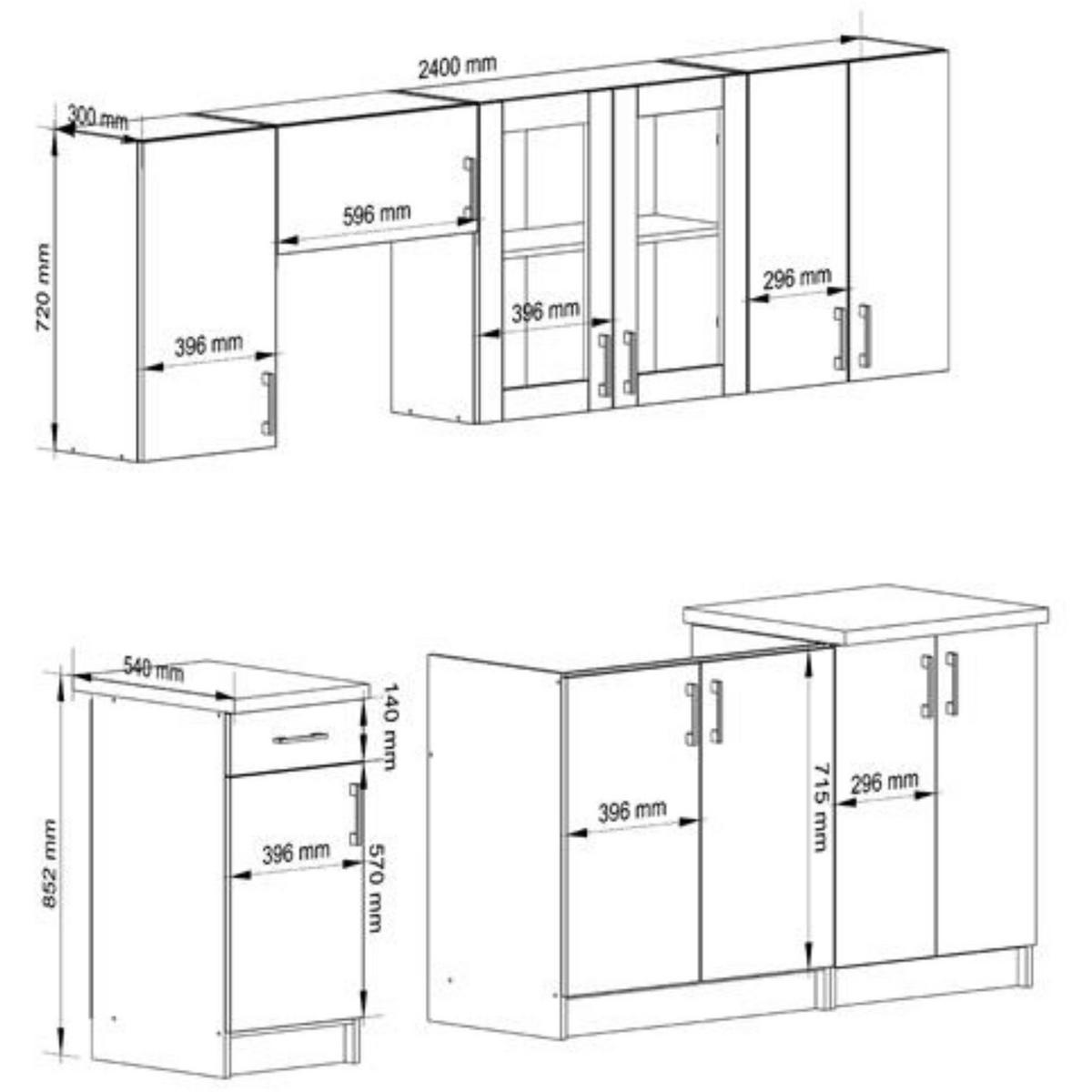 KÜCHENLEERBLOCK Weiß, Eiche Sonoma 203/240/44,5 - Weiß, Holzwerkstoff (240/203/44.5cm) - RAUMHIRSCH FURNITURE
