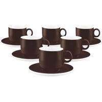 CAPPUCCINOTASSEN MIT UNTERTASSEN Sento Home Pure Colors Chocolate Brown 300 ml 6er Set - Dunkelbraun, Keramik (0.3L) - Seltmann Weiden