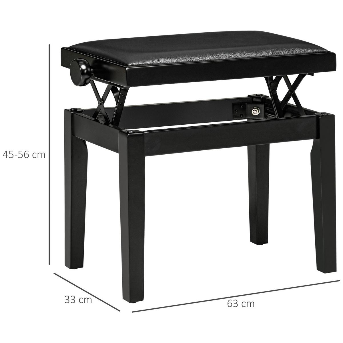 KLAVIERHOCKER, Klavierbank, Schwarz - Schwarz, Holz (33/56/63cm) - HOMCOM
