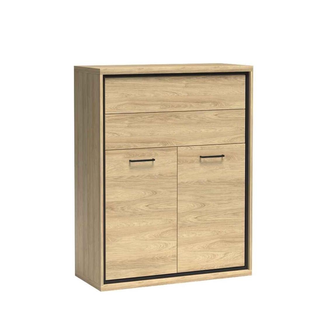 KOMMODE SYNDRA 92,2/120/41cm mit Schubladen 2 Türen Eichefarben - Eichefarben, Holzwerkstoff (92.2/120/41cm) - MASSENO