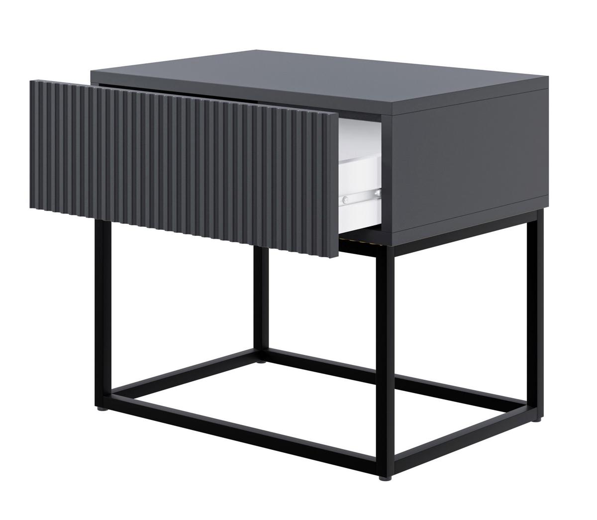 NACHTSCHRANK Veldio Schwarz mit schwarzen Beinen 50 cm - Schwarz, Holzwerkstoff/Metall (50/44/35.6cm) - Selsey