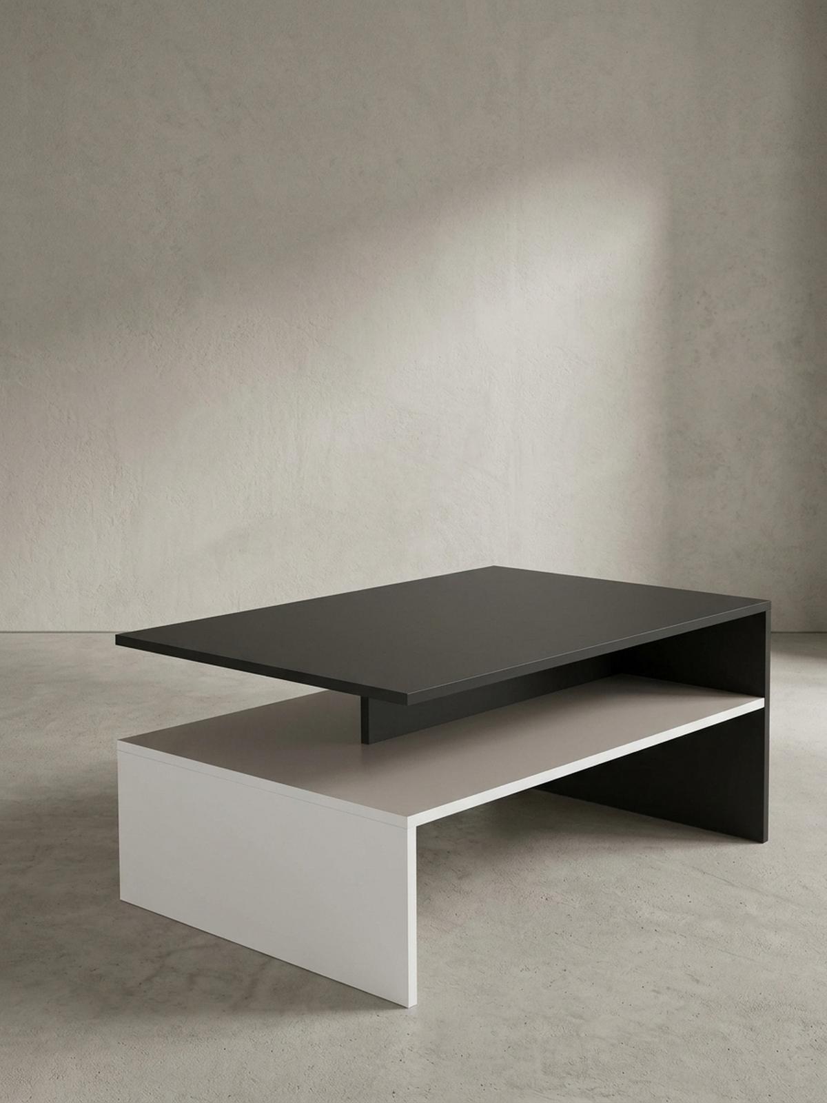 COUCHTISCH Zweifarbig Schwarz Weiß, 90x60 cm, Melaminharzbeschichtet - Weiß, Holz (60/90/43cm) - KADIMA DESIGN