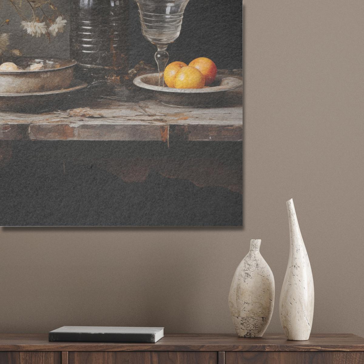 AKUSTIKBILD Stilleben - Blumen - Blumenstrauß - Vase - Wein Akustikpaneele 80x80 cm - Schwarz, Kunststoff (80/80/0.9cm) - MuchoWow