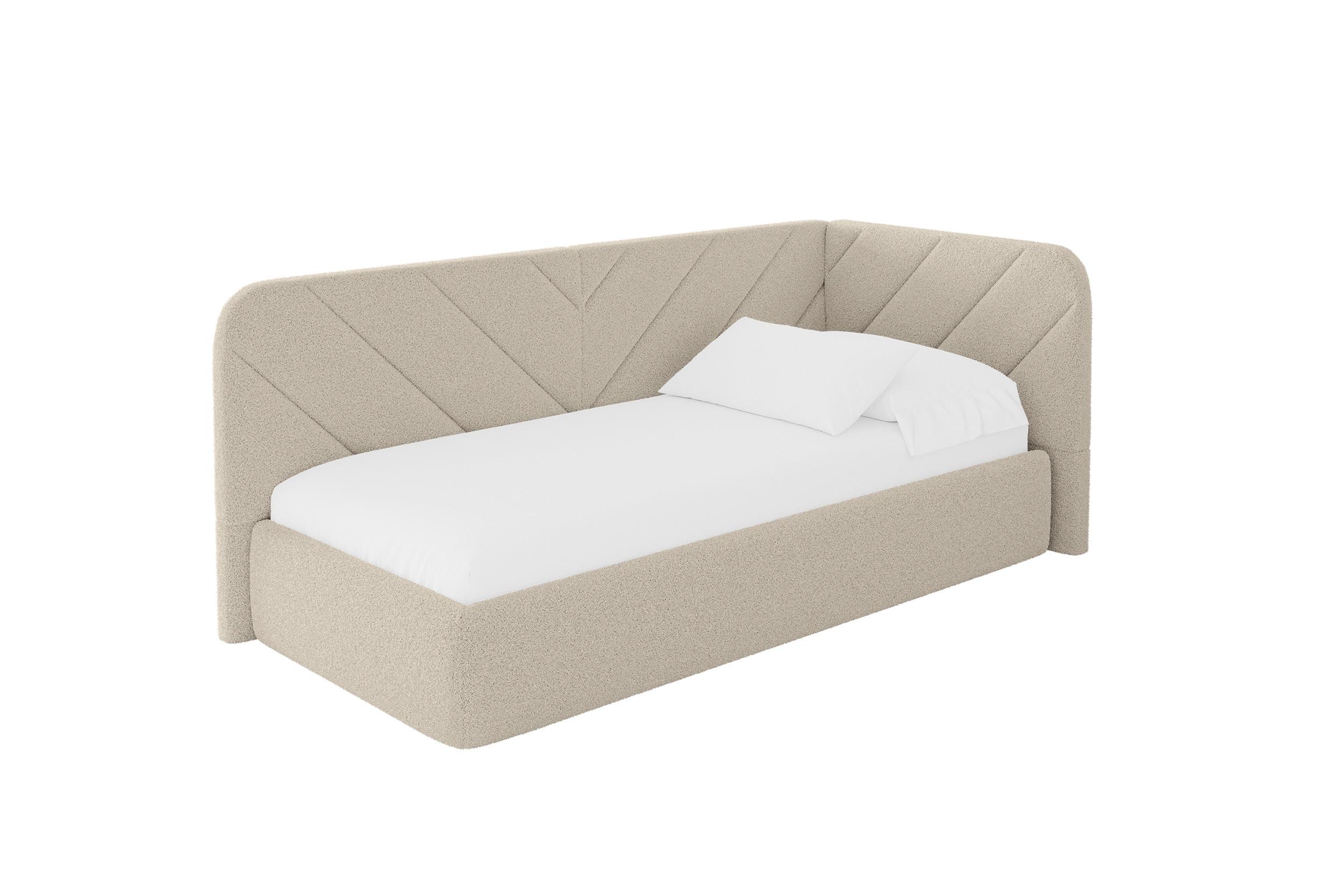 EINZELLBETT Jugendbett mit Bettkasten und Matratze H3/H4, Links - FIKY 100x200 Dunkelbeige - Cappuccino, Holzwerkstoff/Textil (100/200cm) - ALTDECOR