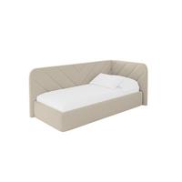 EINZELLBETT Jugendbett mit Bettkasten, Links - FIKY 100x200 Dunkelbeige - Cappuccino, Holzwerkstoff/Textil (100/200cm) - ALTDECOR